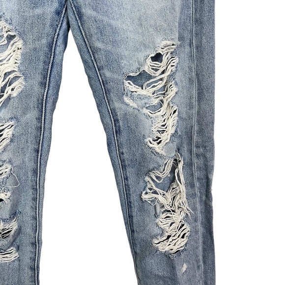 AMERICAN EAGLE HI-RISE GIRLFRIEND Distressed Medium Blue Wash Zip Fly Jeans sz 2 - Picture 3 of 16